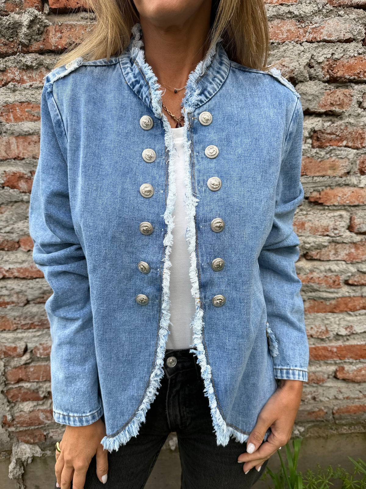 Blazer Napoleón desflecado azul medio