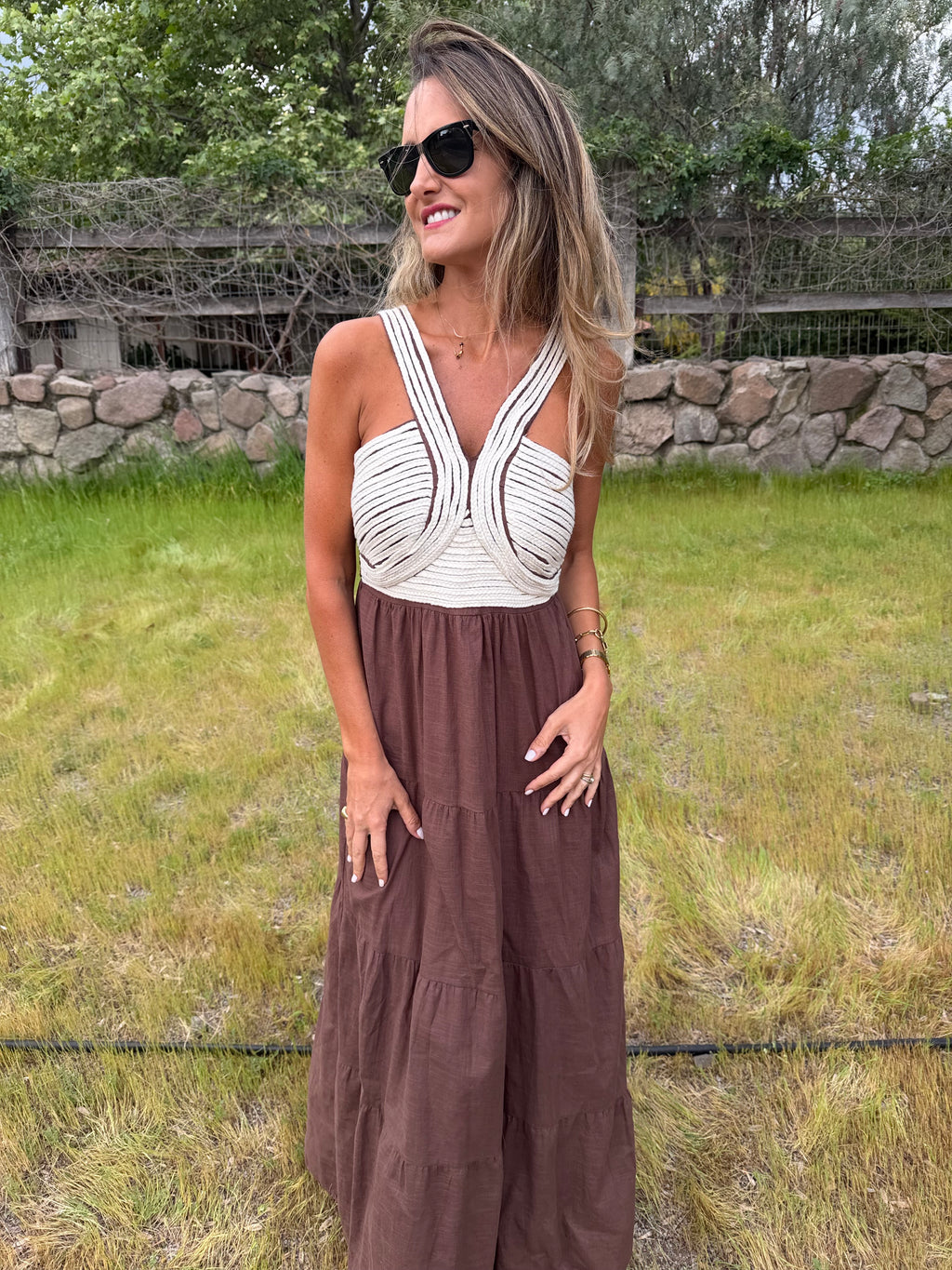 Vestido cordones café