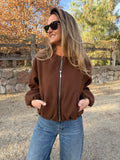 Chaqueta paño englobada café