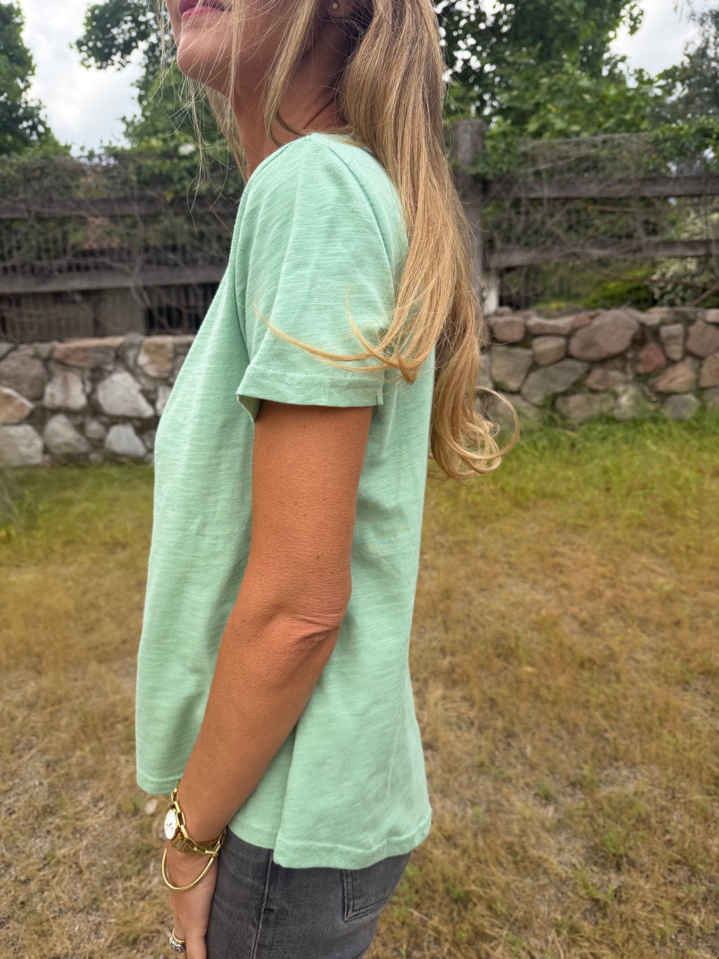 Polera hiper básica algodón menta