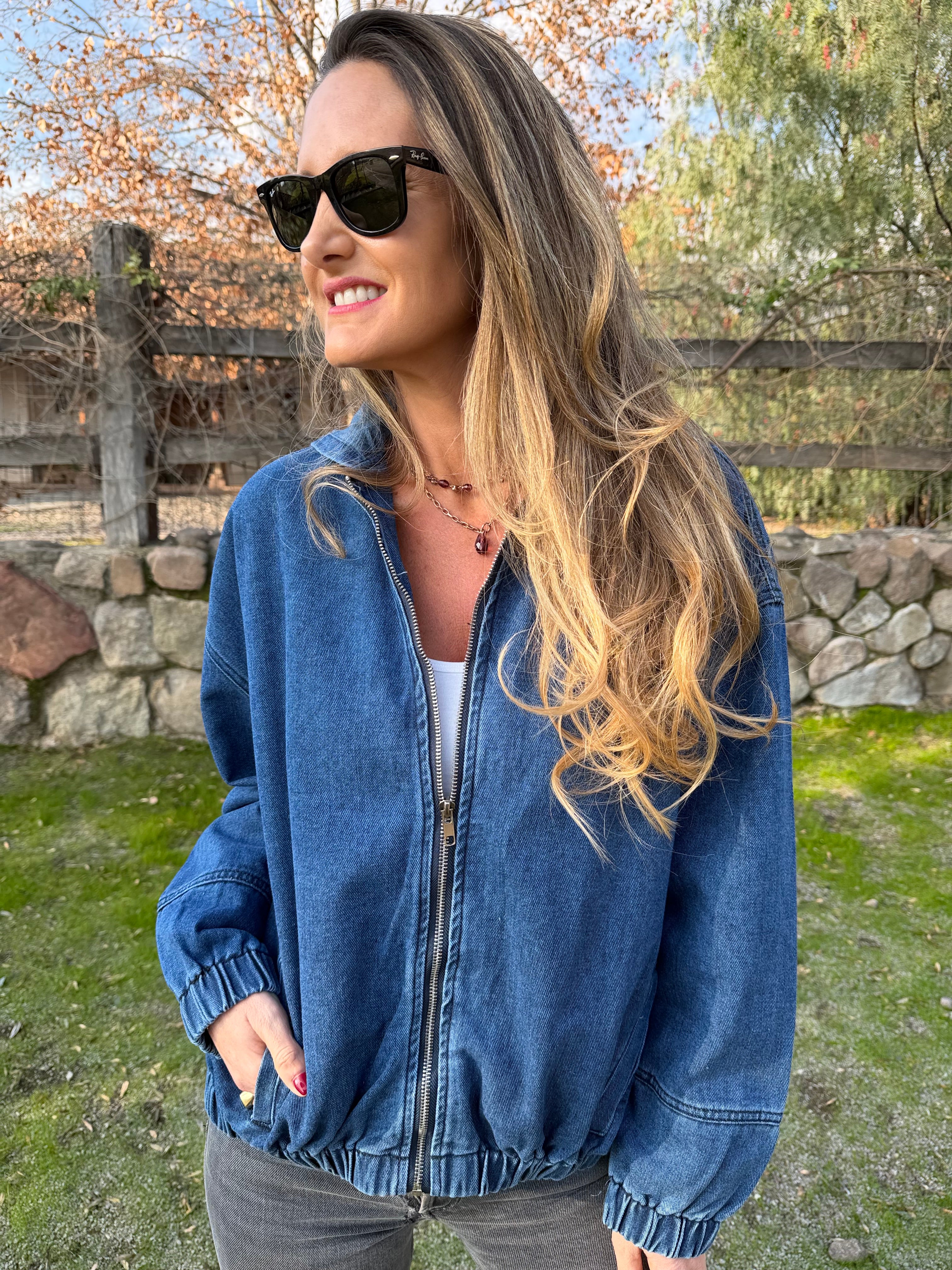 Bomber bluejean azul