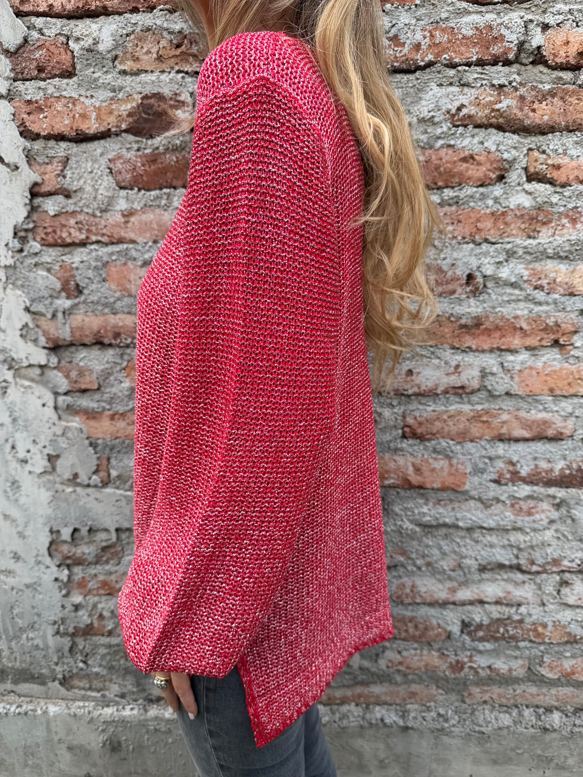 Chaleco lurex manga aglobada rojo