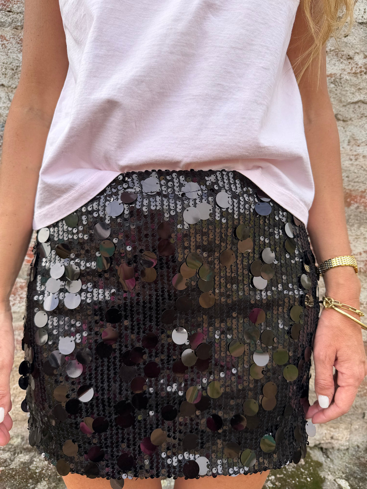 Pollera lentejuelas negra