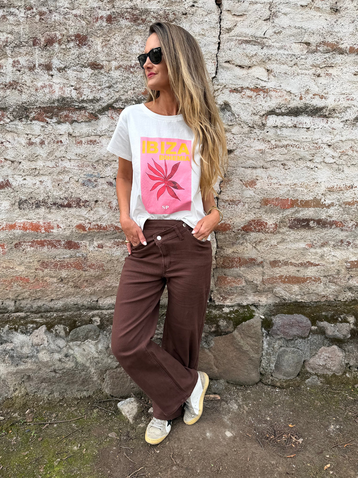 Pantalón pretina irregular café