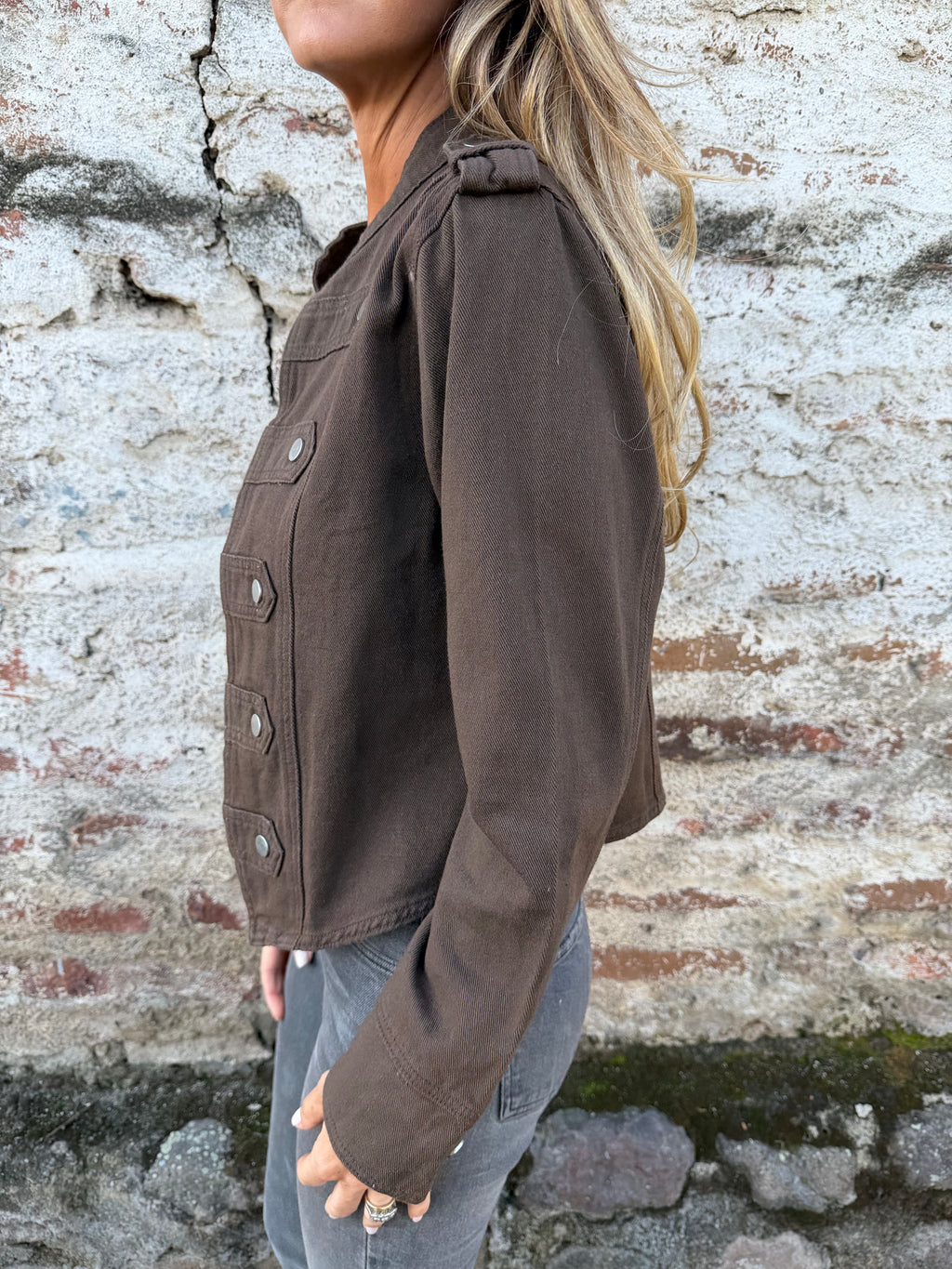 Chaqueta Napoleón bluejean simple café