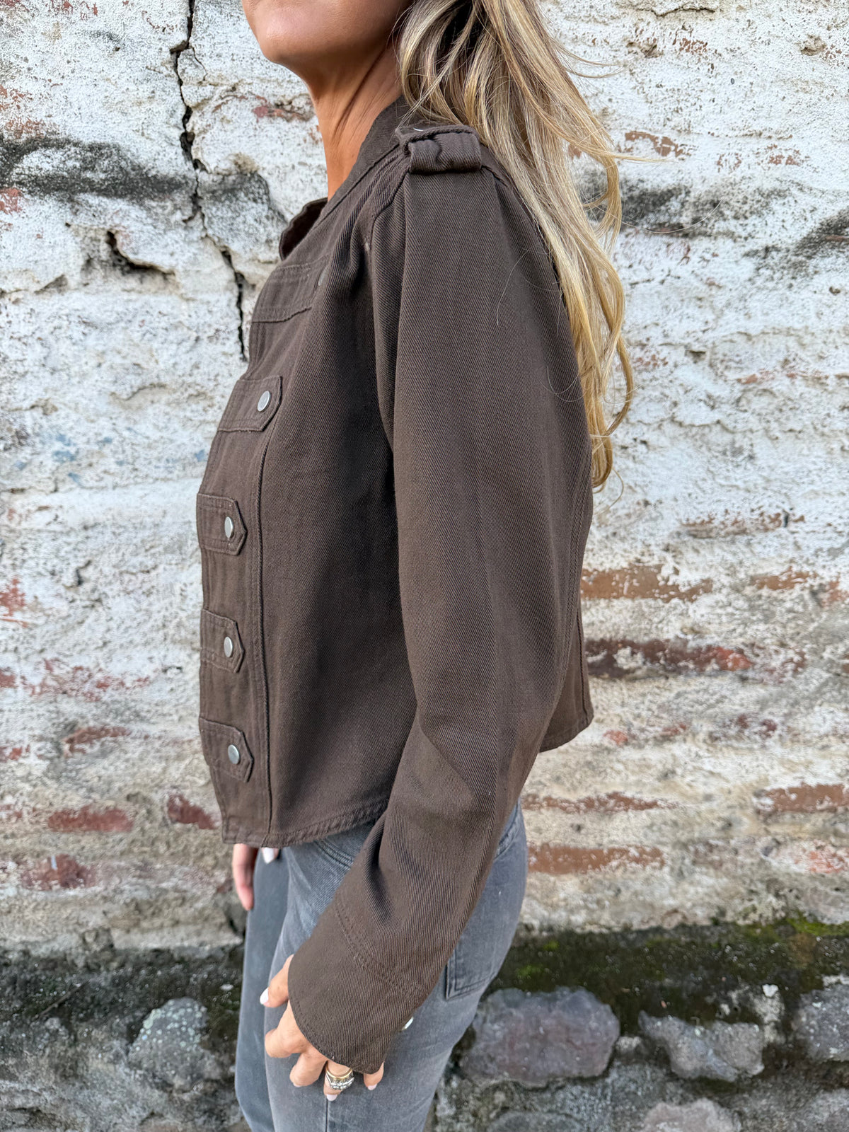 Chaqueta Napoleón bluejean simple café
