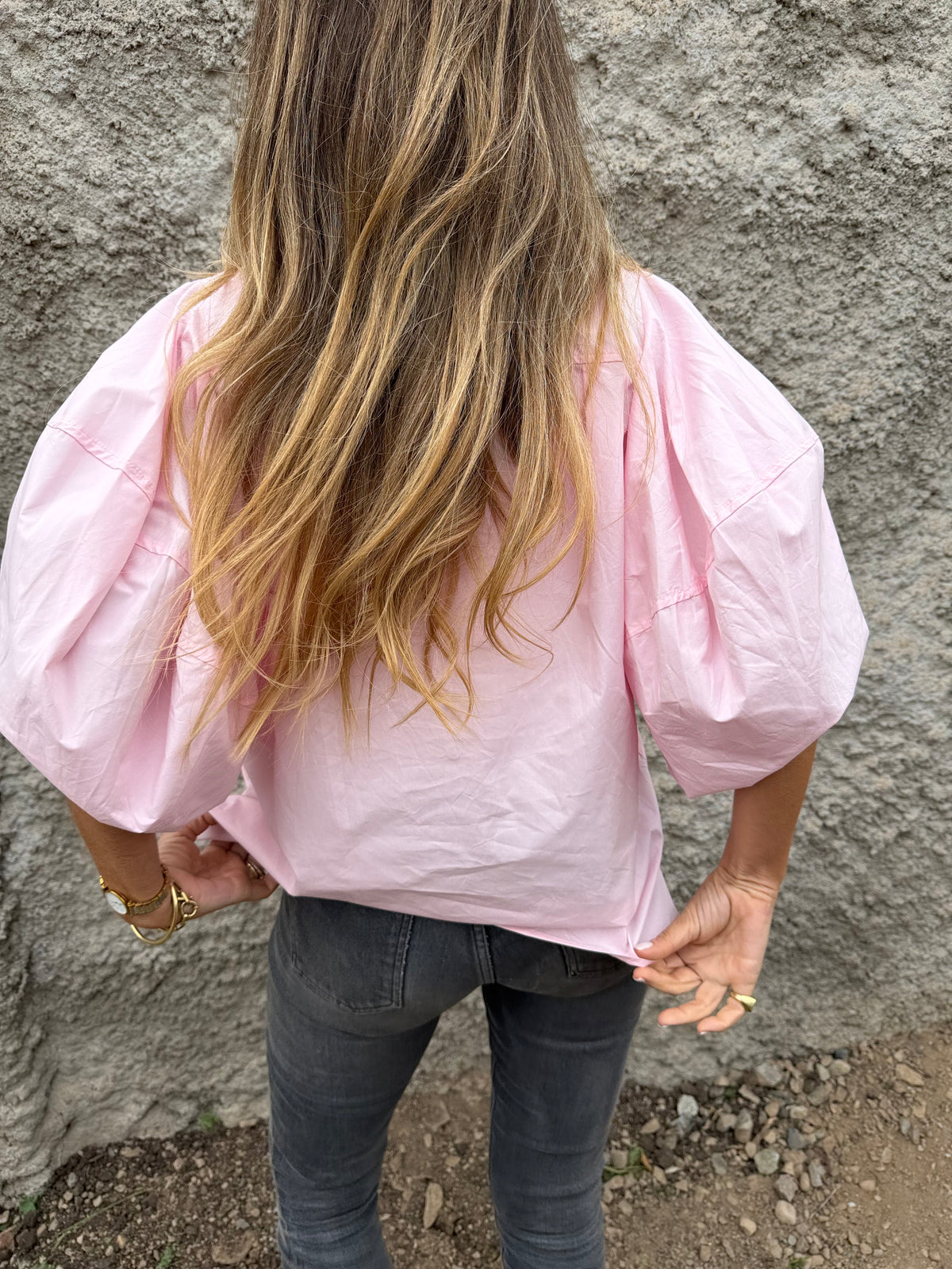 Blusa manga extra abullonadas rosado claro