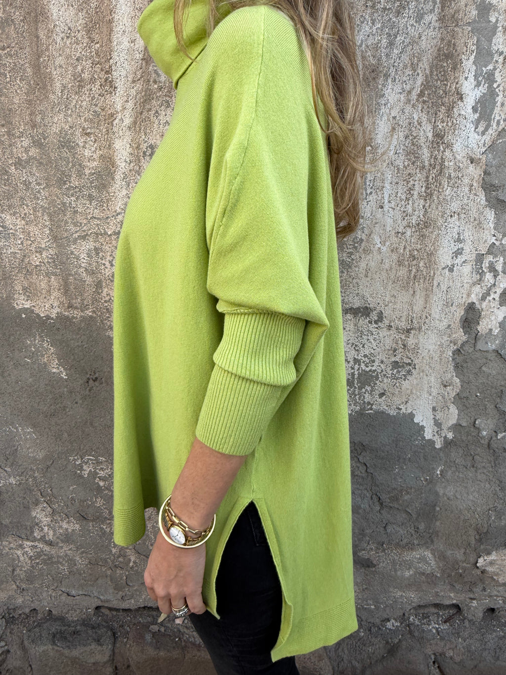 Chaleco maxxi cuello tortuga verde eléctrico