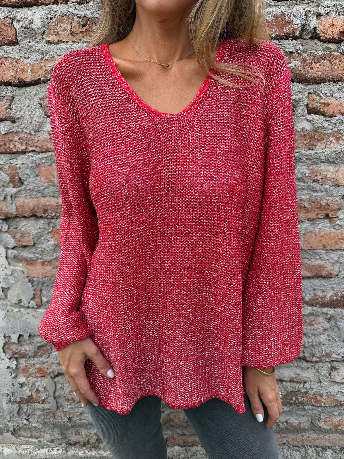 Chaleco lurex manga aglobada rojo