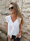 Blusa vuelitos escote central blanca
