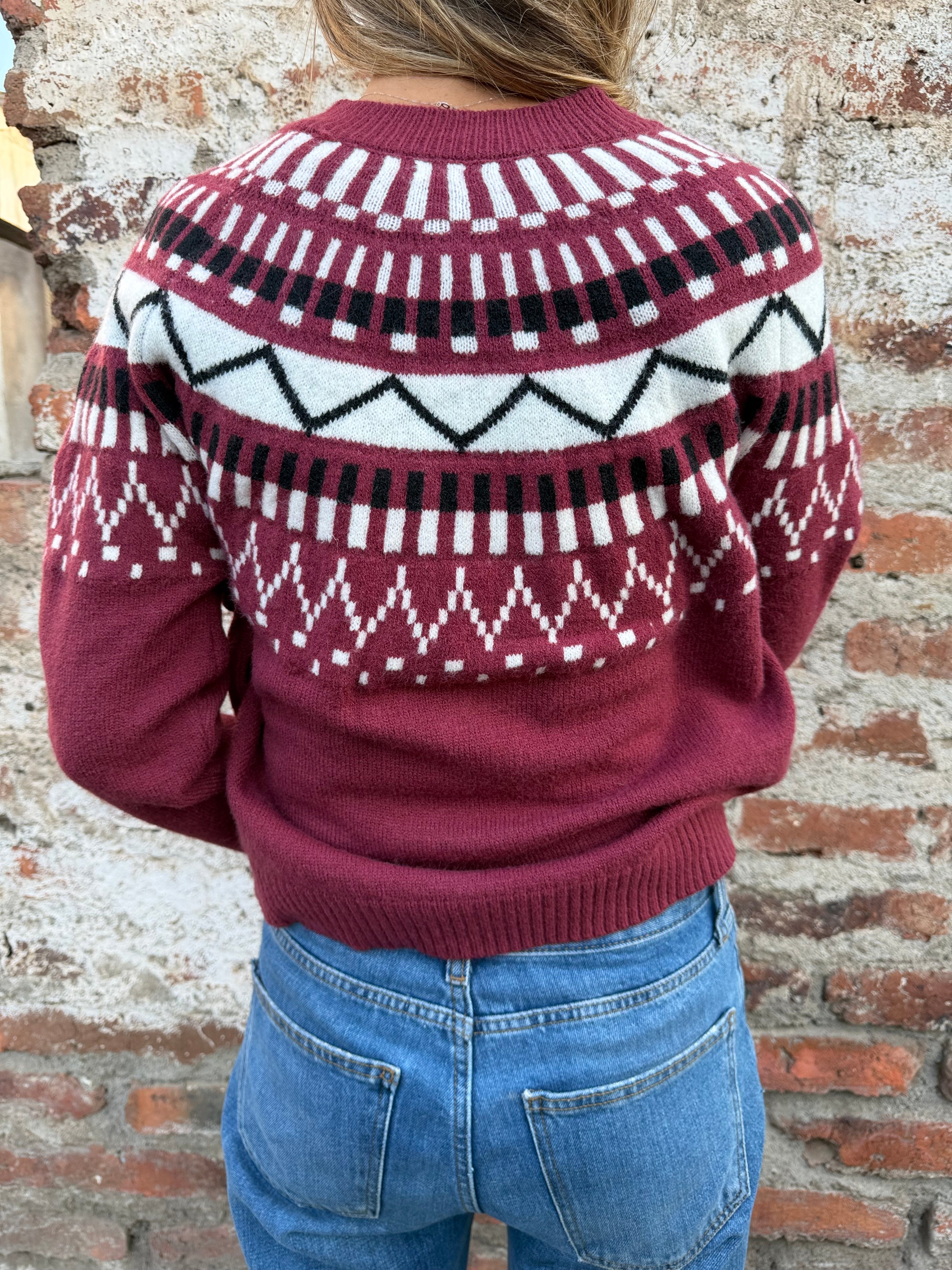 Chaleco jacquard clásico burdeo