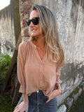 Blusa bámbula botones madera camel