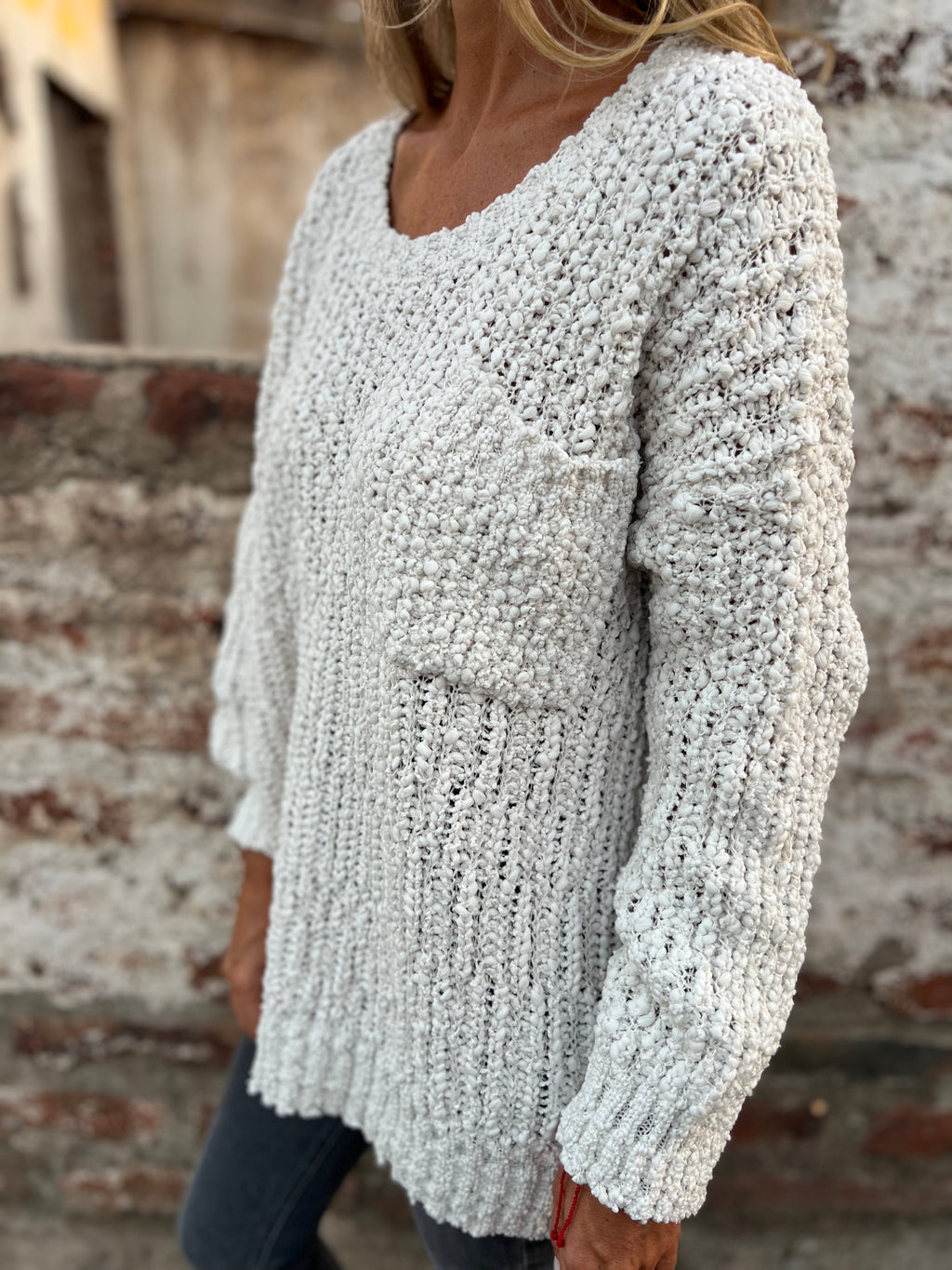 Maxxi chaleco pocket chenille crudo