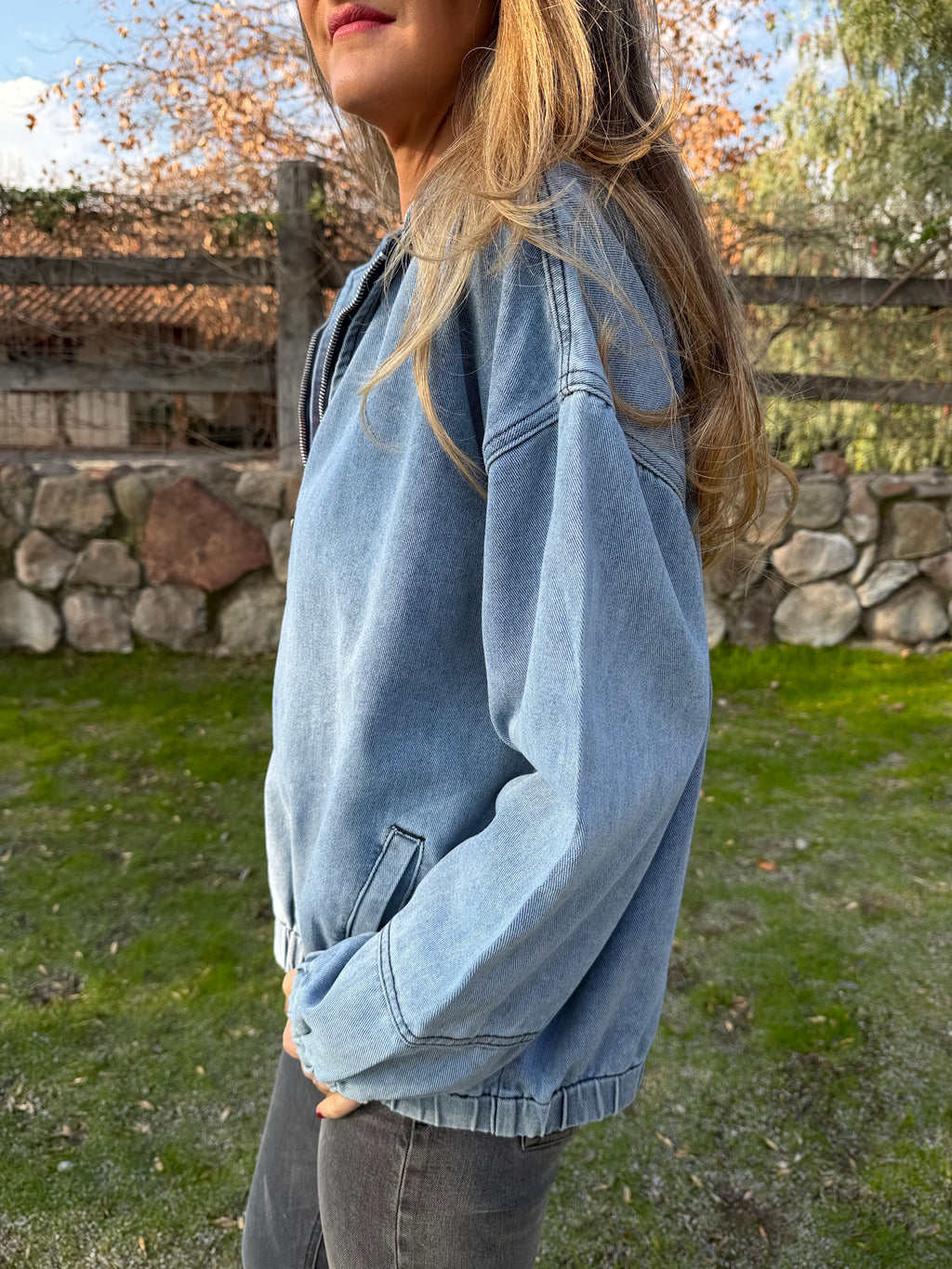 Bomber bluejean celeste
