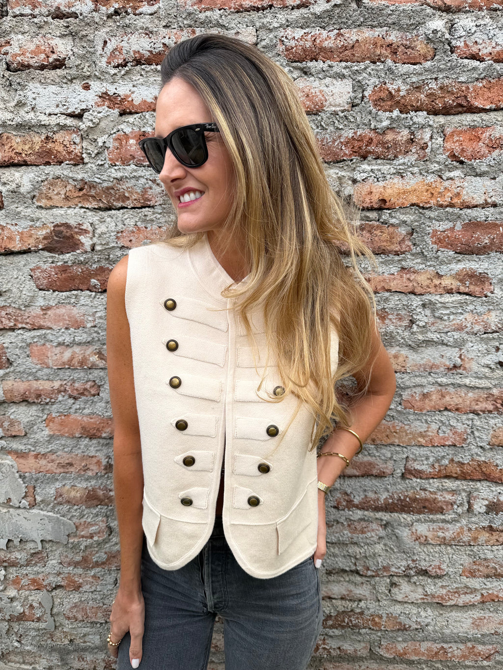 Chaqueta tejida napoleón crudo