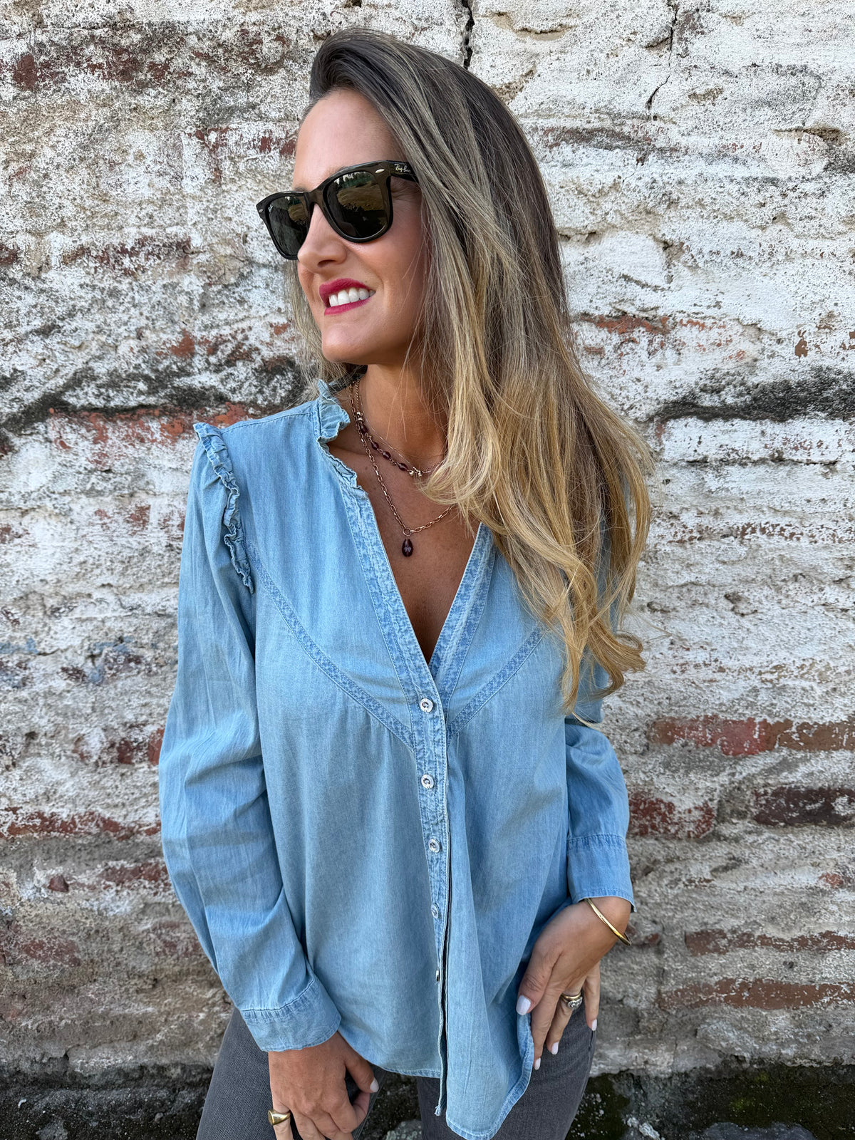 New blusa tencel vuelitos celeste