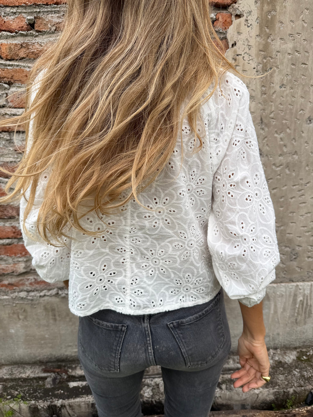 Blusa súper broderie blanca
