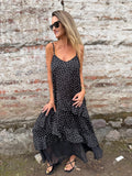 Vestido puntos y vuelos negro