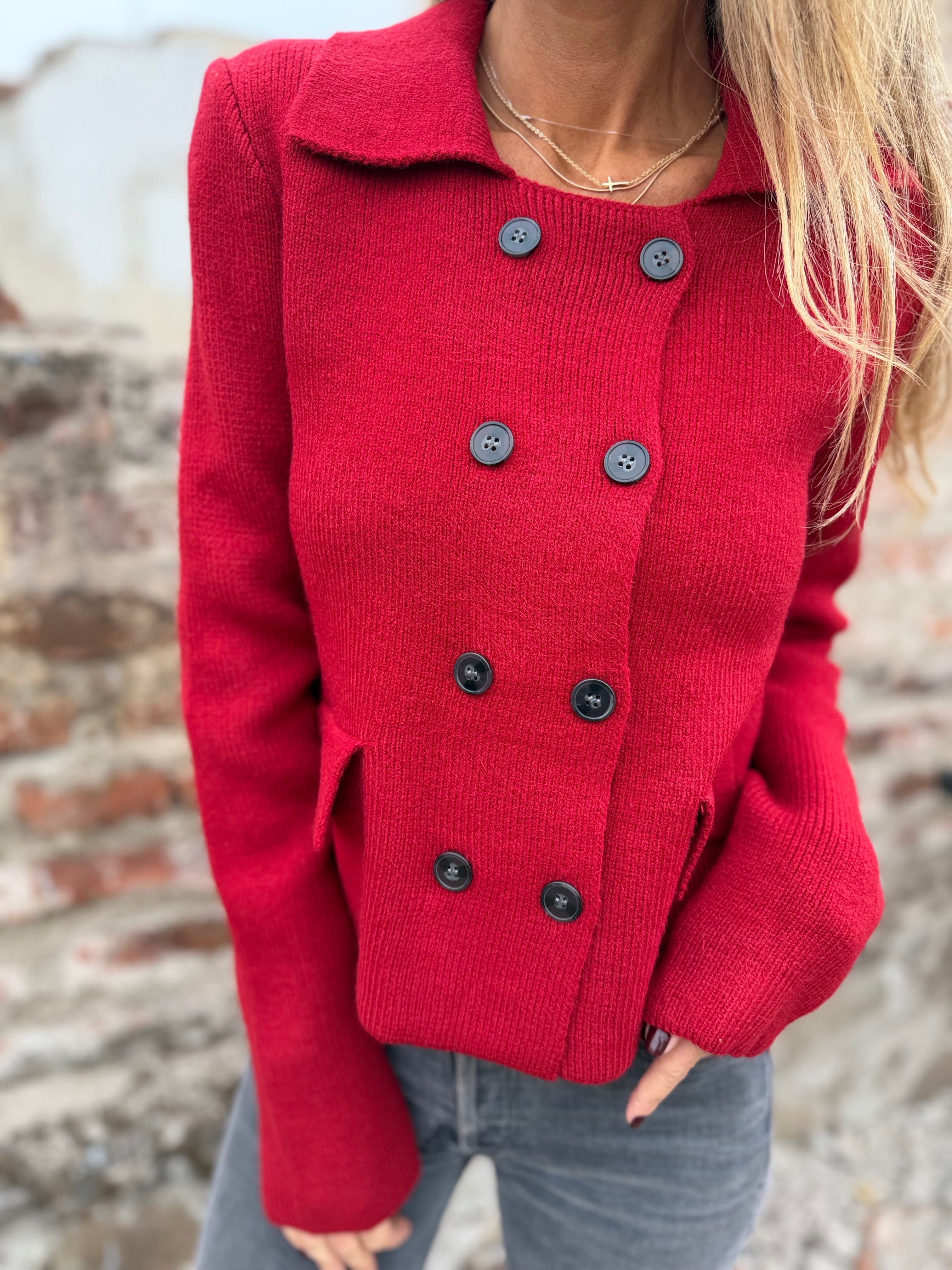 Chaleco tipo chaquetita rojo italiano