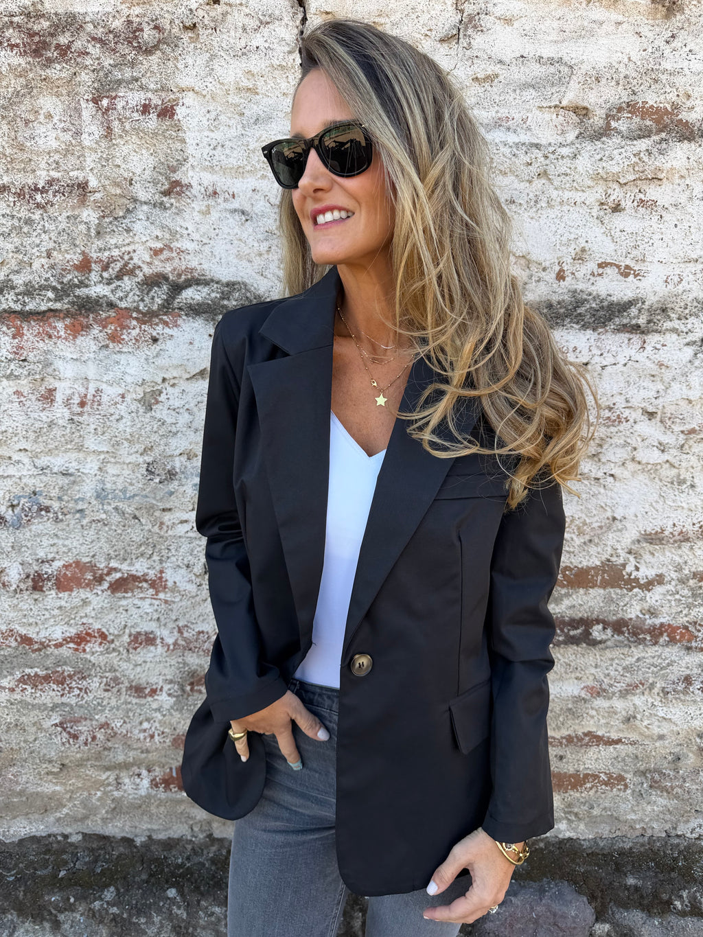 Blazer gabardina premium negra