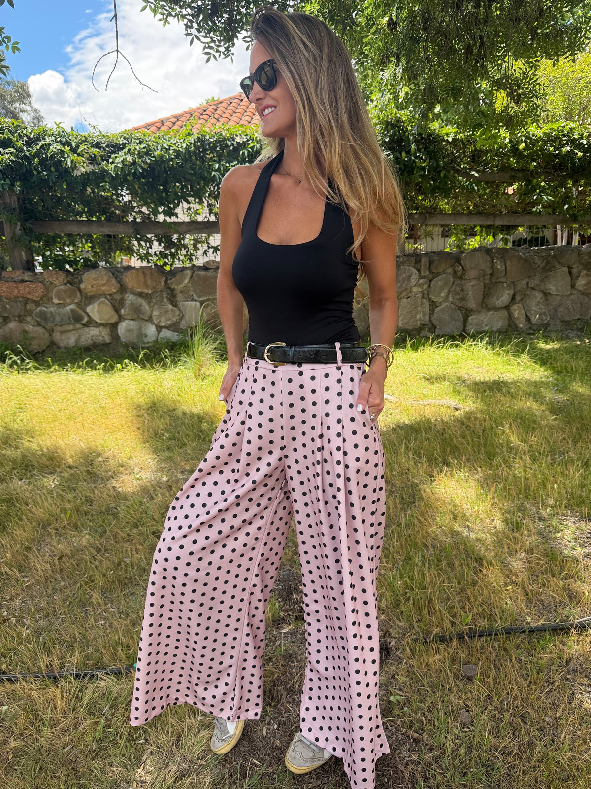 New palazo polca dots rosado claro