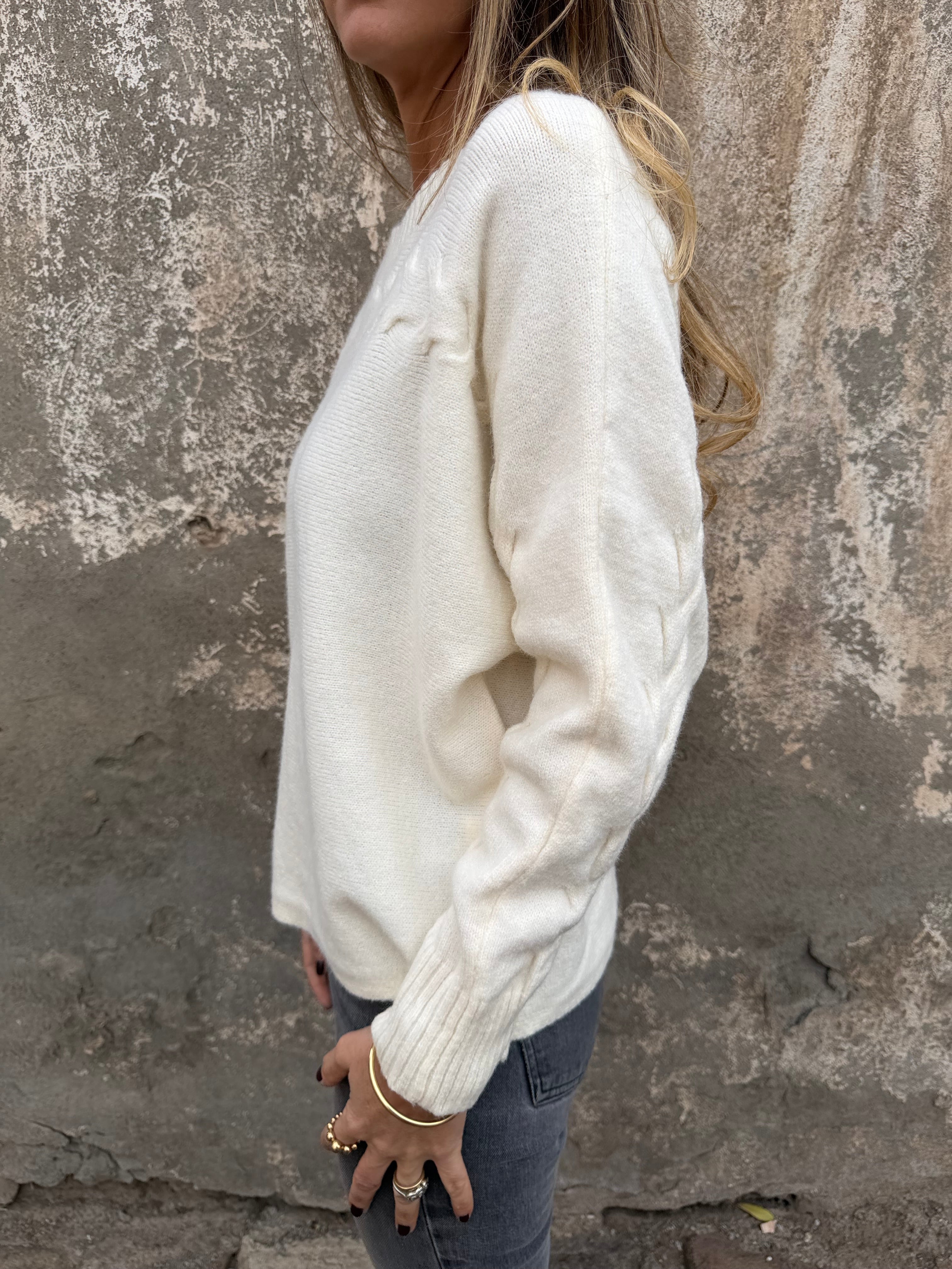 Chaleco trenzado horizontal blanco