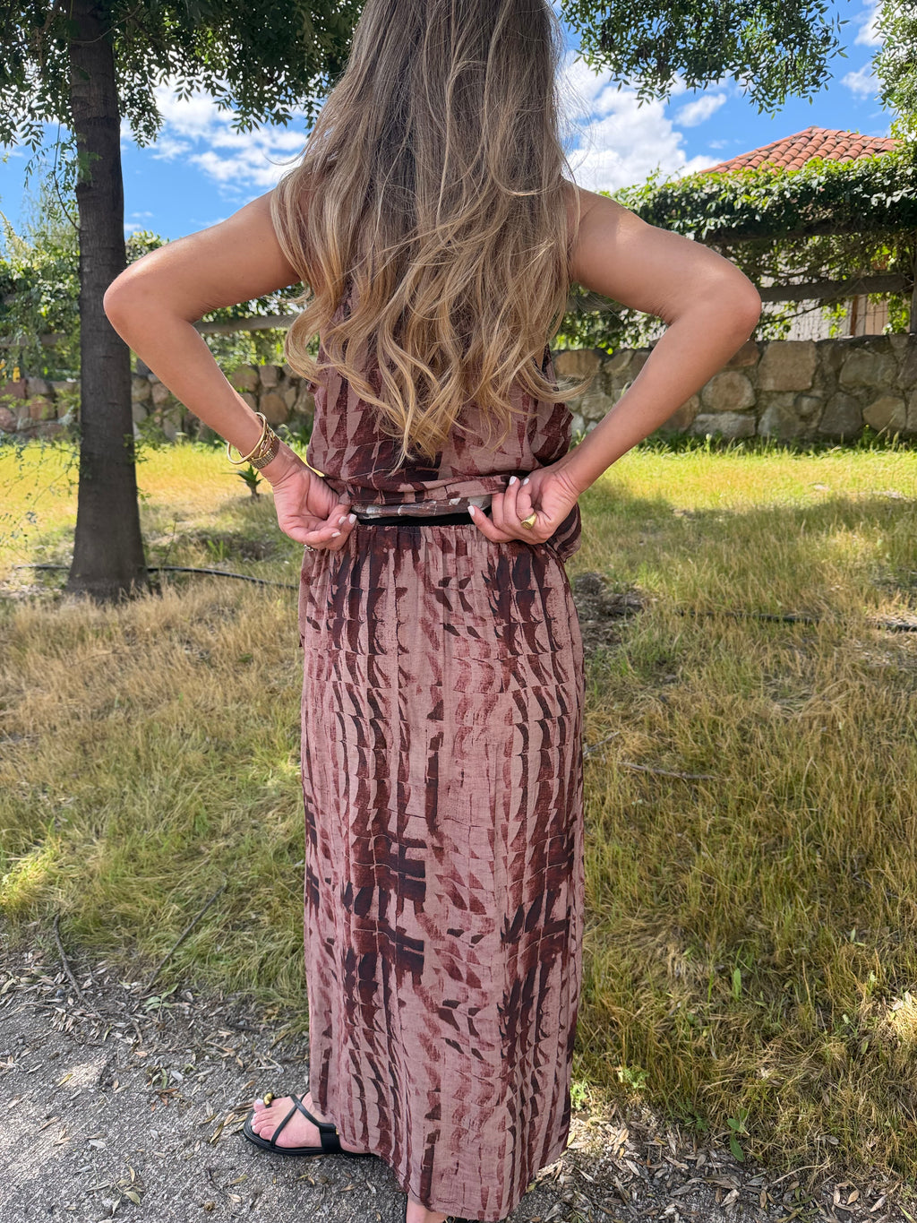 Pollera tie dye terracota