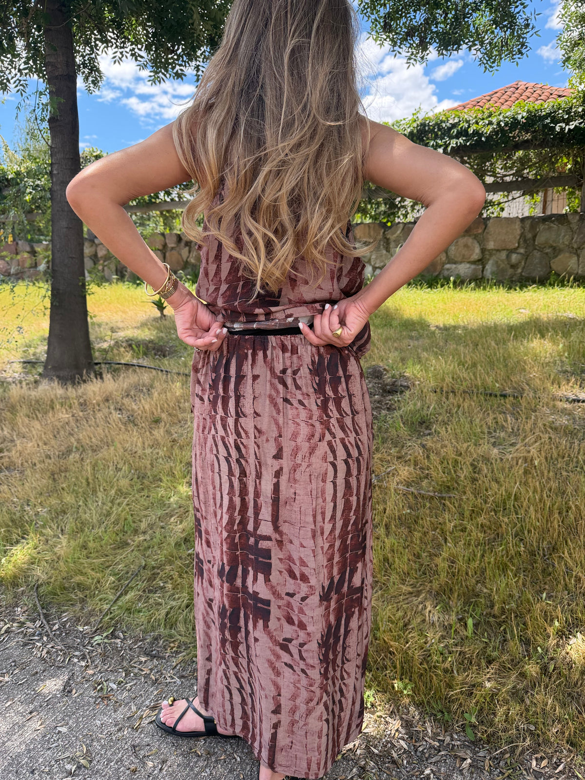 Pollera tie dye terracota