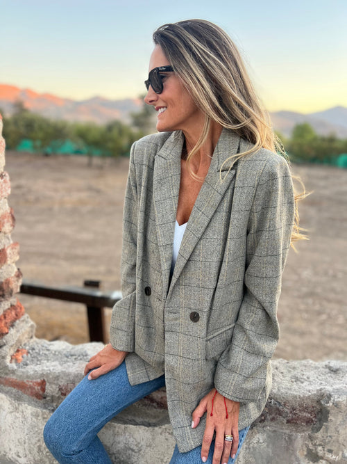 Blazer lana espiga beige