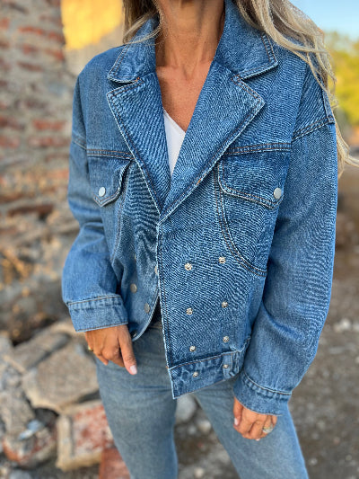 Chaqueta retro bluejean celeste oscura