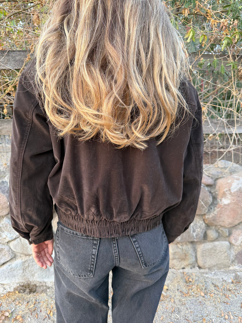 Bomber acolchada gamuza increíble cuello piel removible