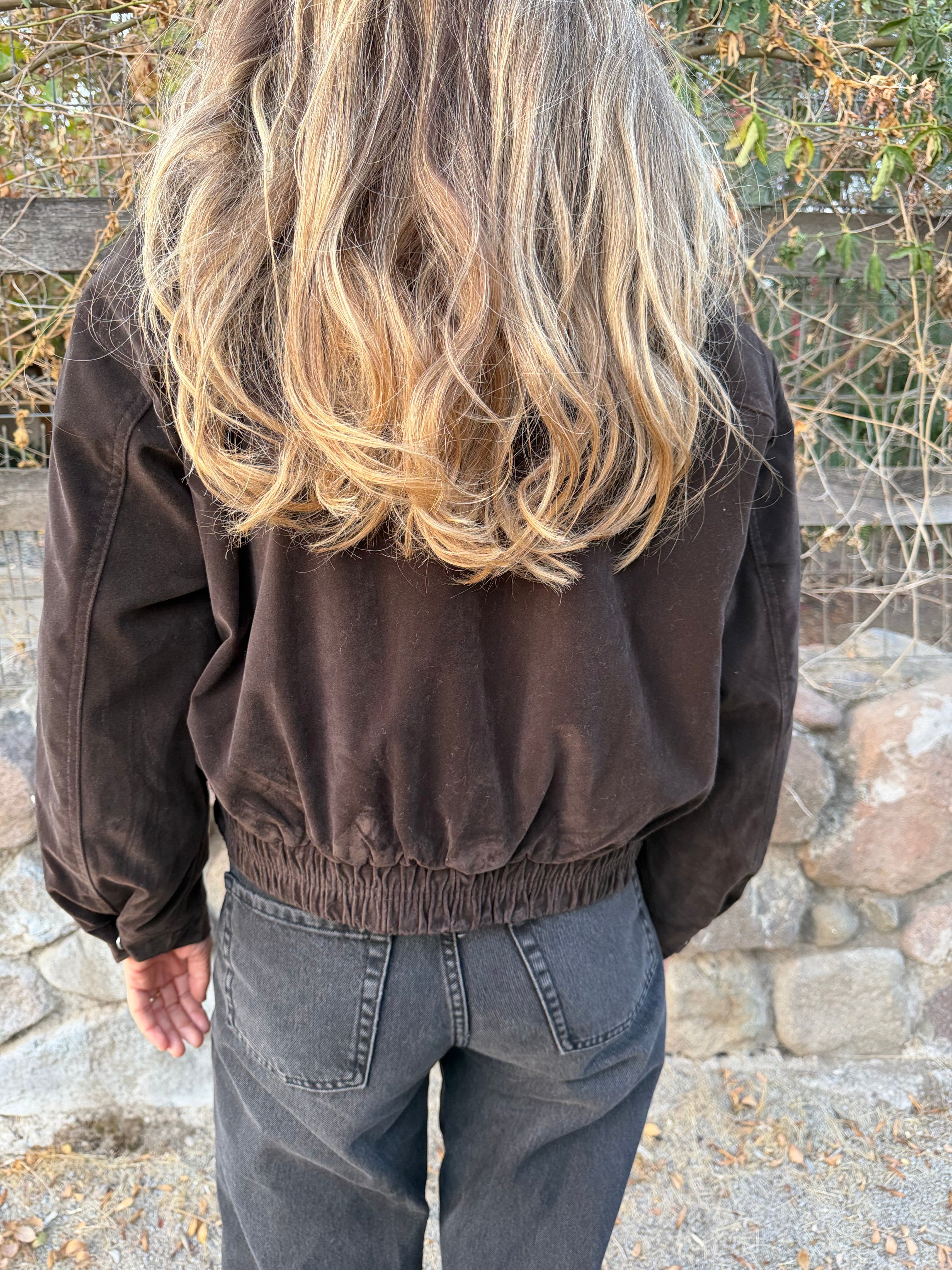 Bomber acolchada gamuza increíble cuello piel removible