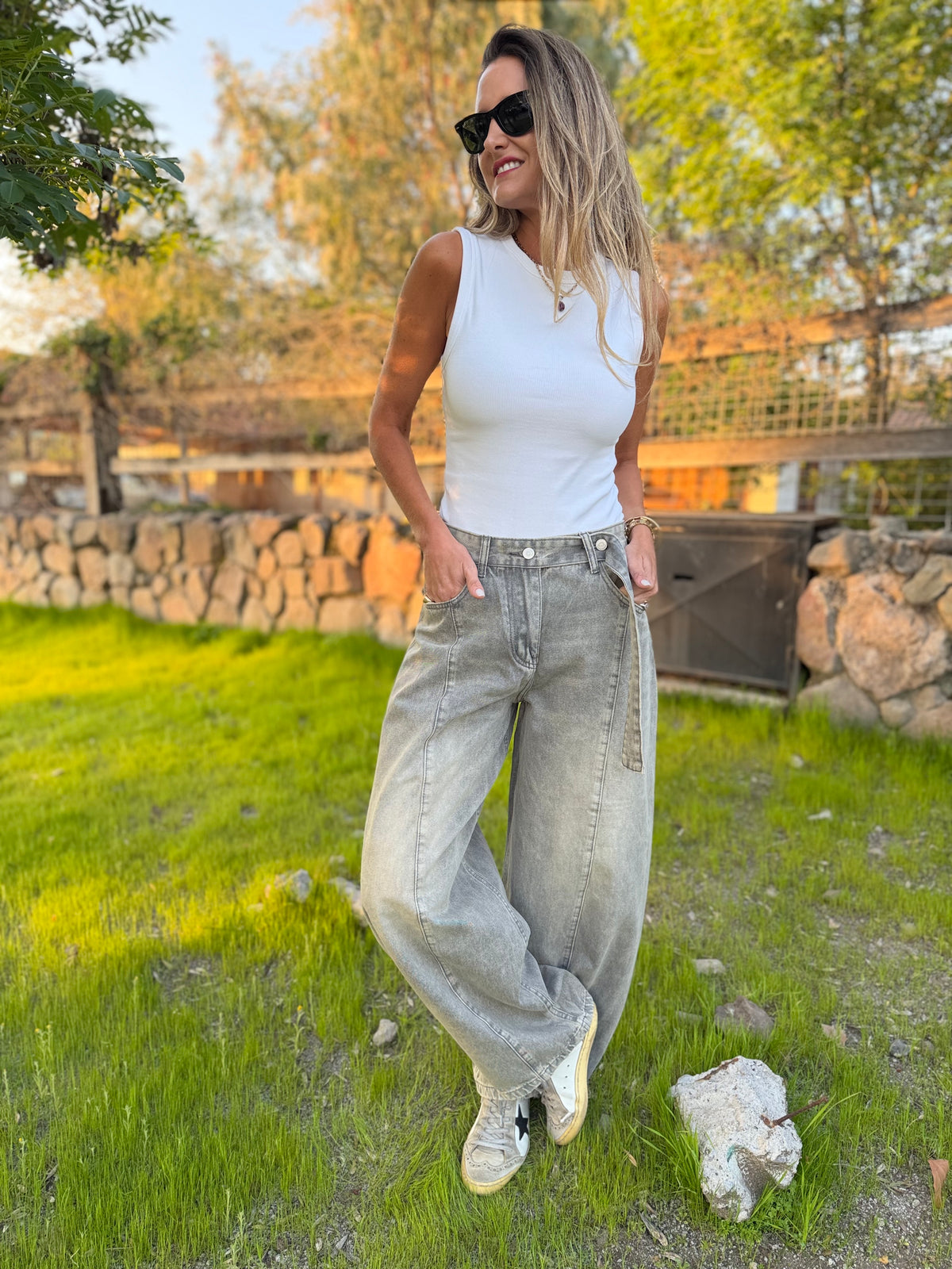 Bluejean new barrel cinto gris