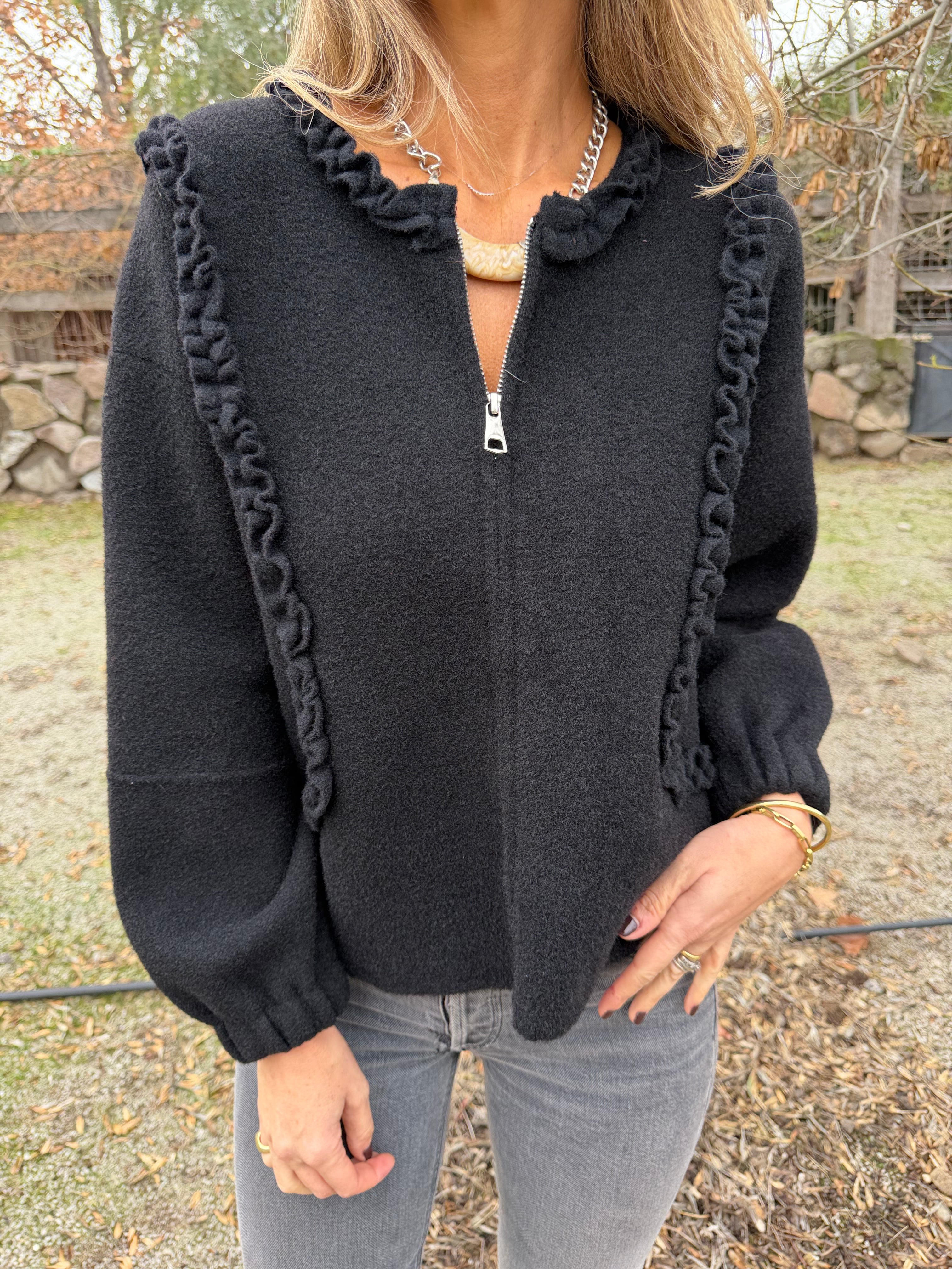 Chaqueta paño vuelitos negra