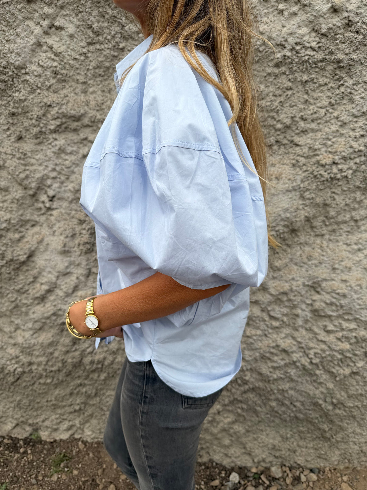 Blusa manga extra abullonadas celeste