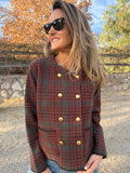 Chaqueta tipo raindoor escocés burdeo