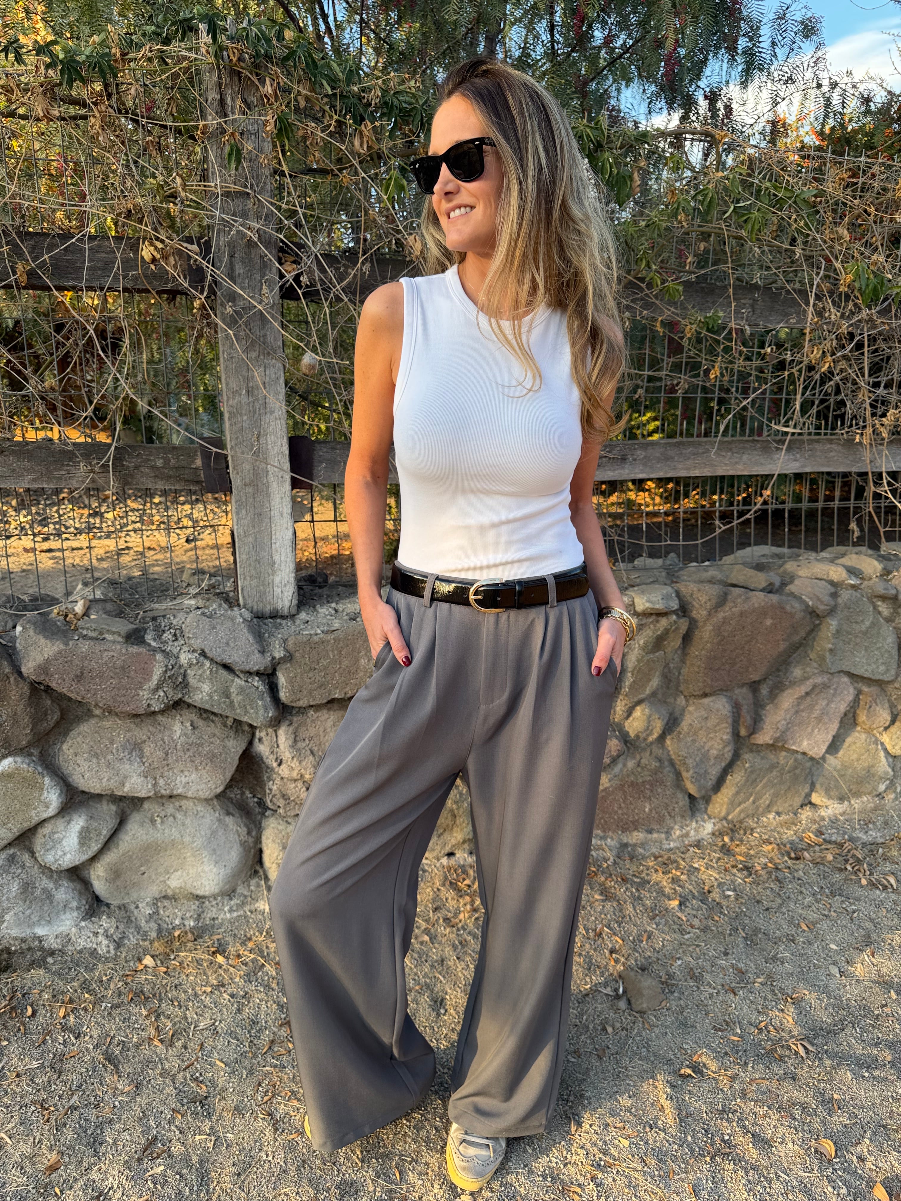 Pantalón sastre fluido gris