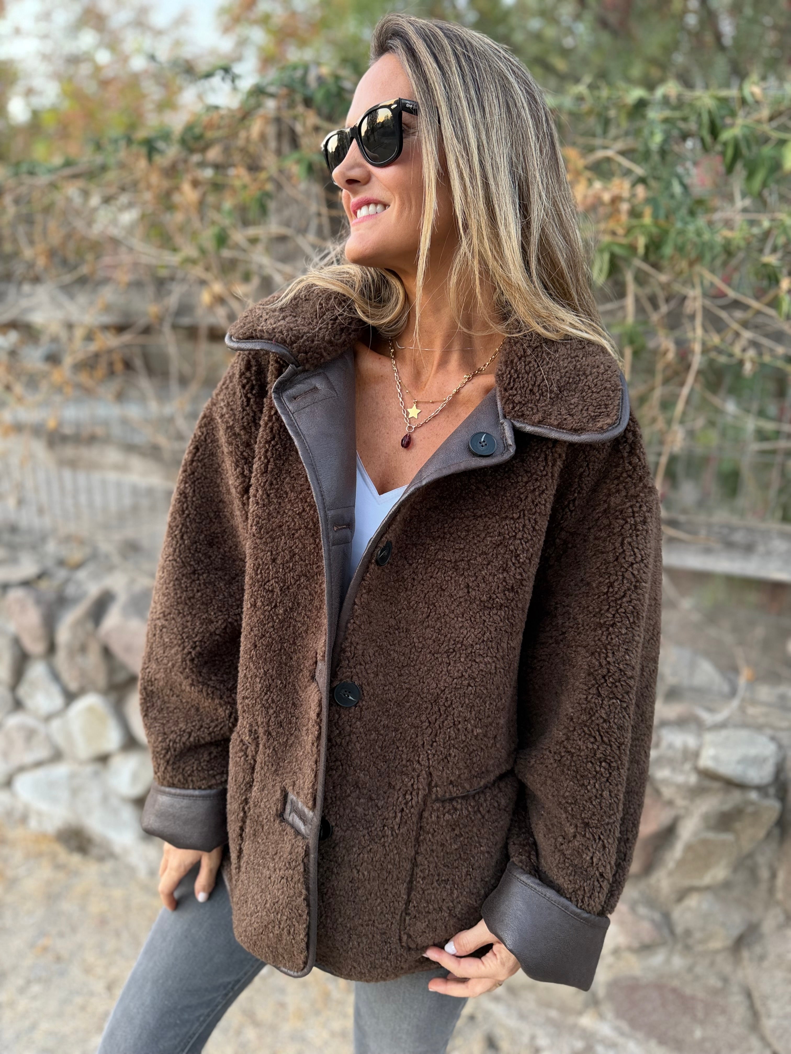 Chaqueta reversible chiporro patagónico gamuza top