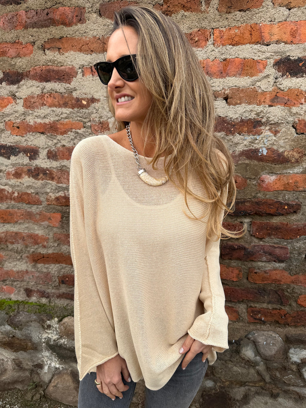 Chaleco hilado beige