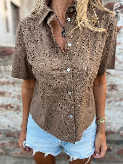 Blusa súper broderie café