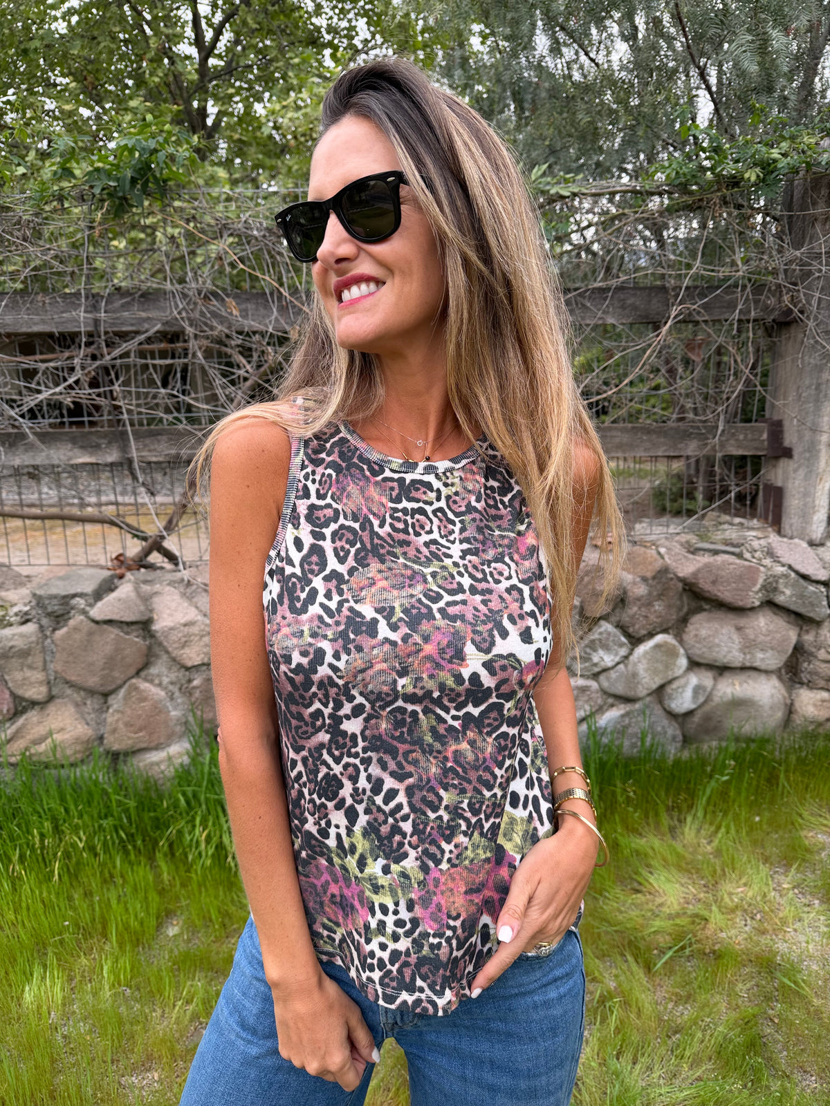 Polera selva print malva