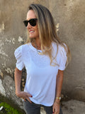 Polera hombro aglobado blanca