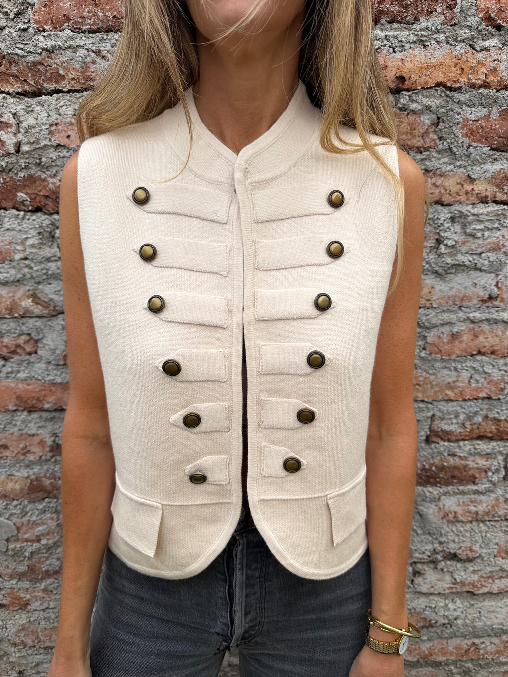 Chaqueta tejida napoleón crudo