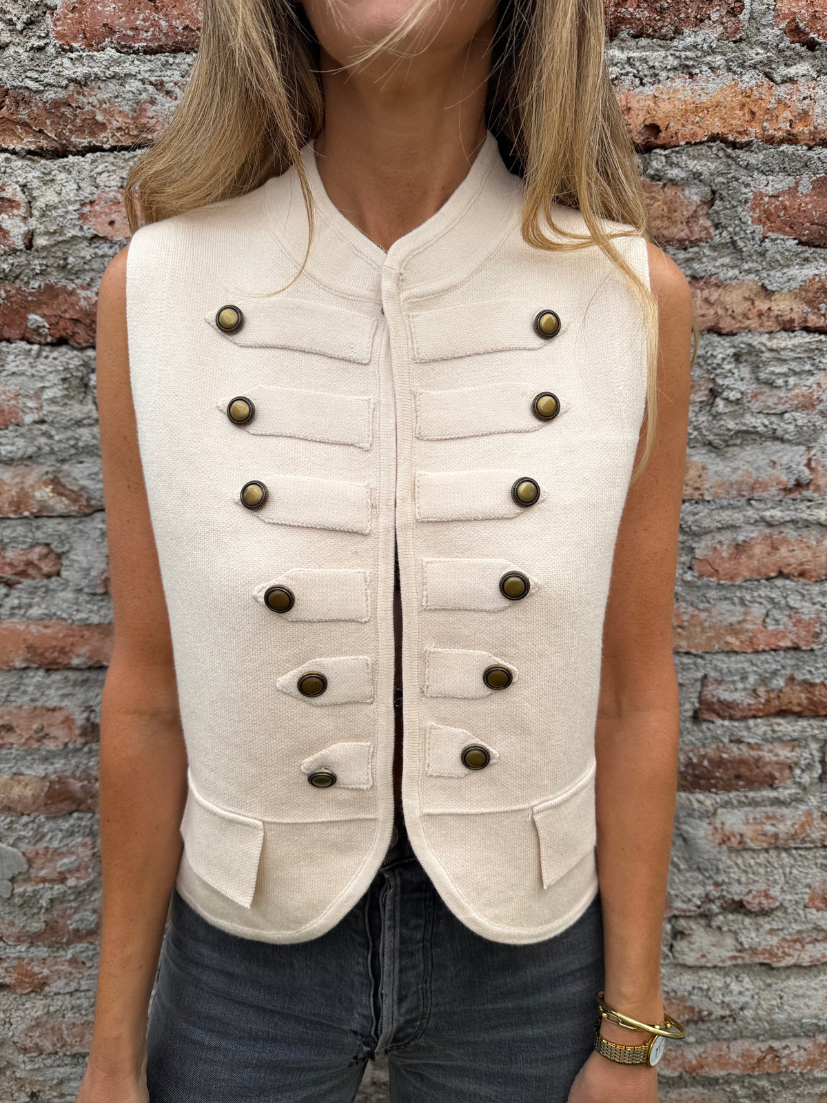 Chaqueta tejida napoleón crudo