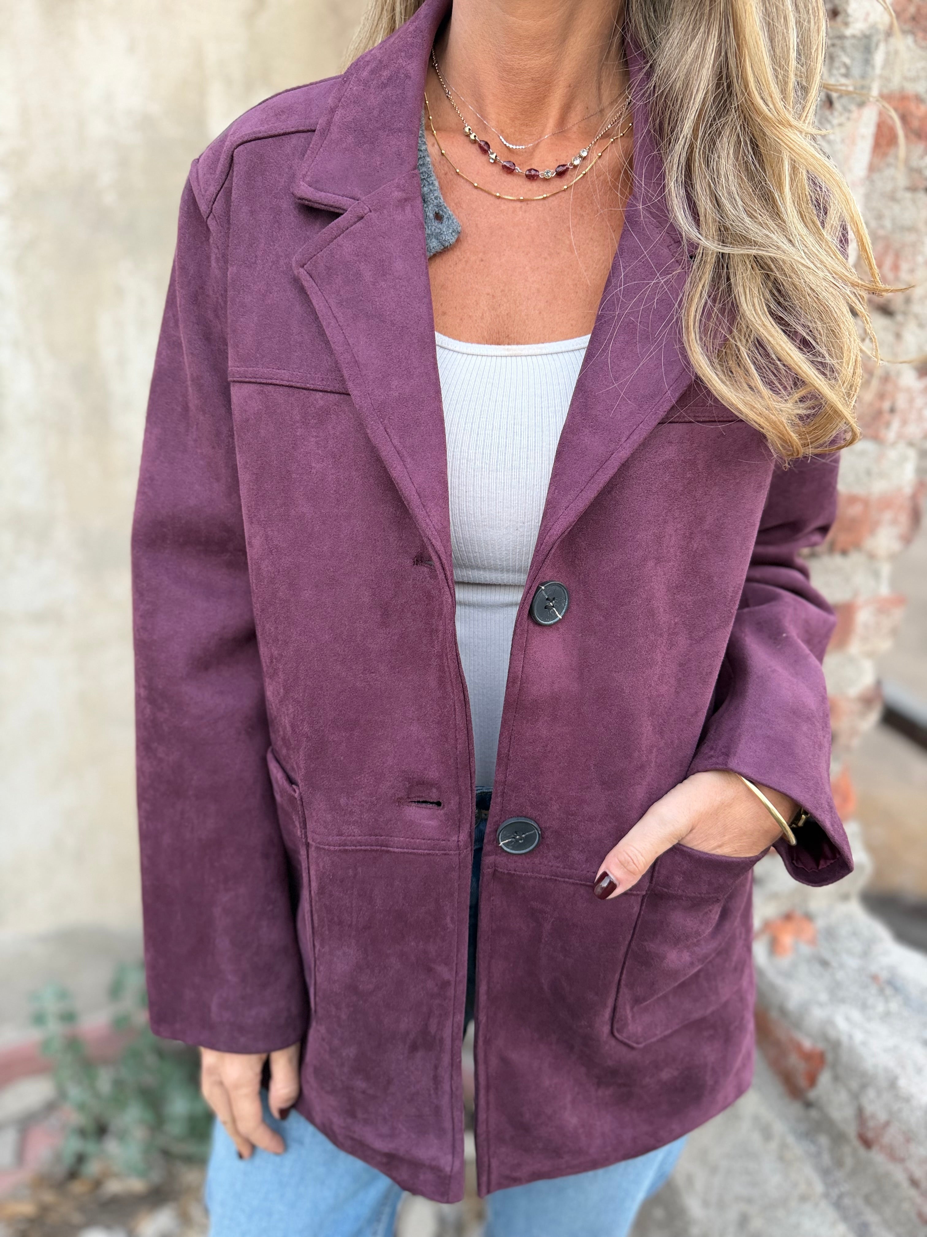 Chaquetón efecto gamuza soñado vino