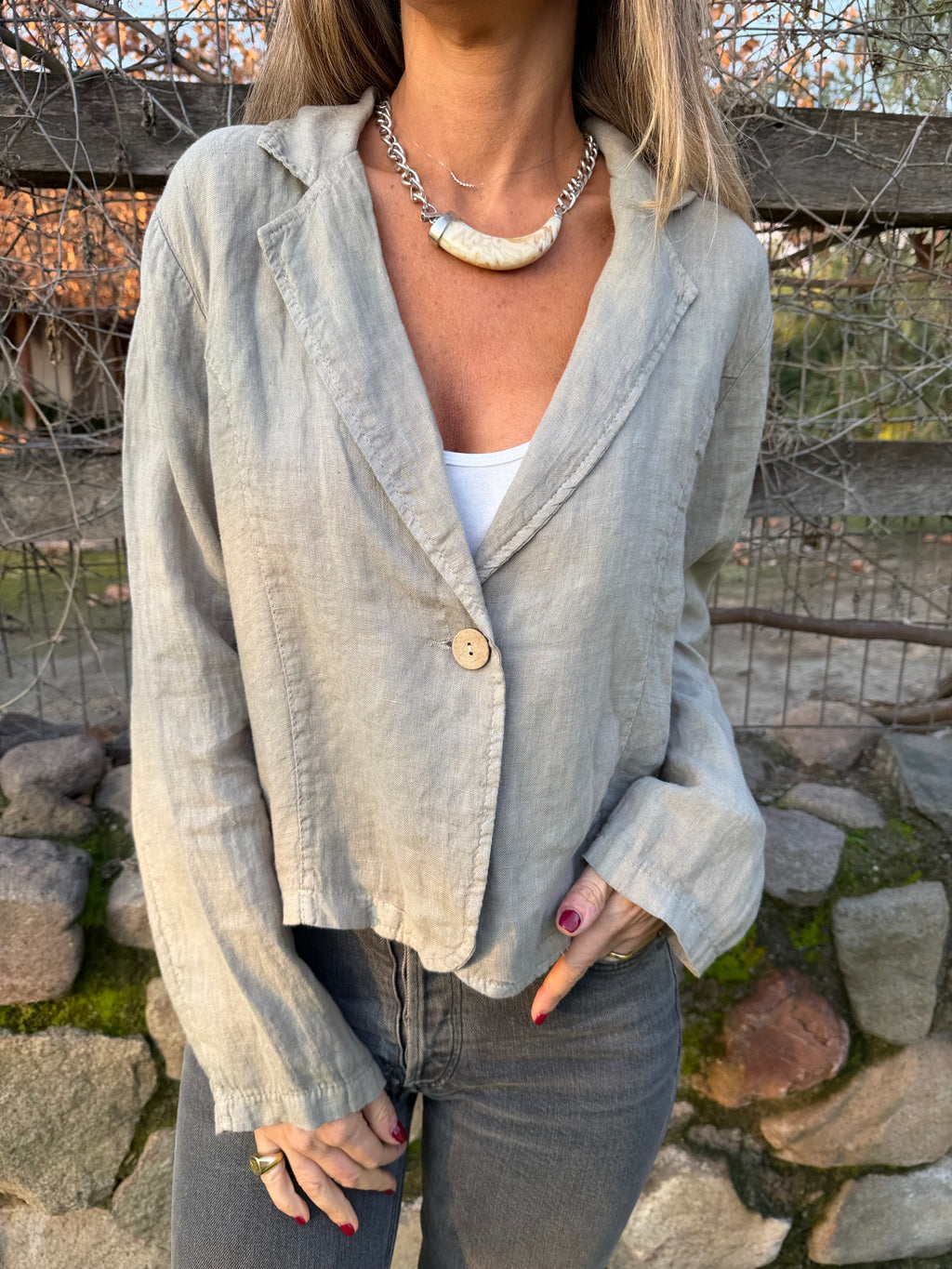Blazer 100% lino beige verdoso