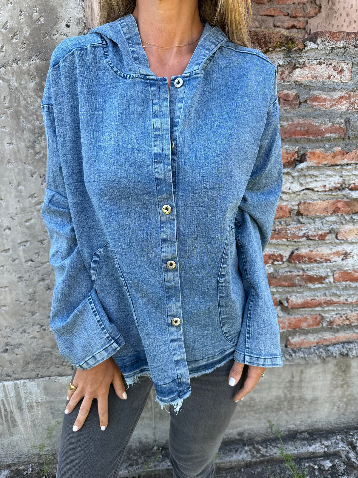 Chaqueta bluejean delgado azul