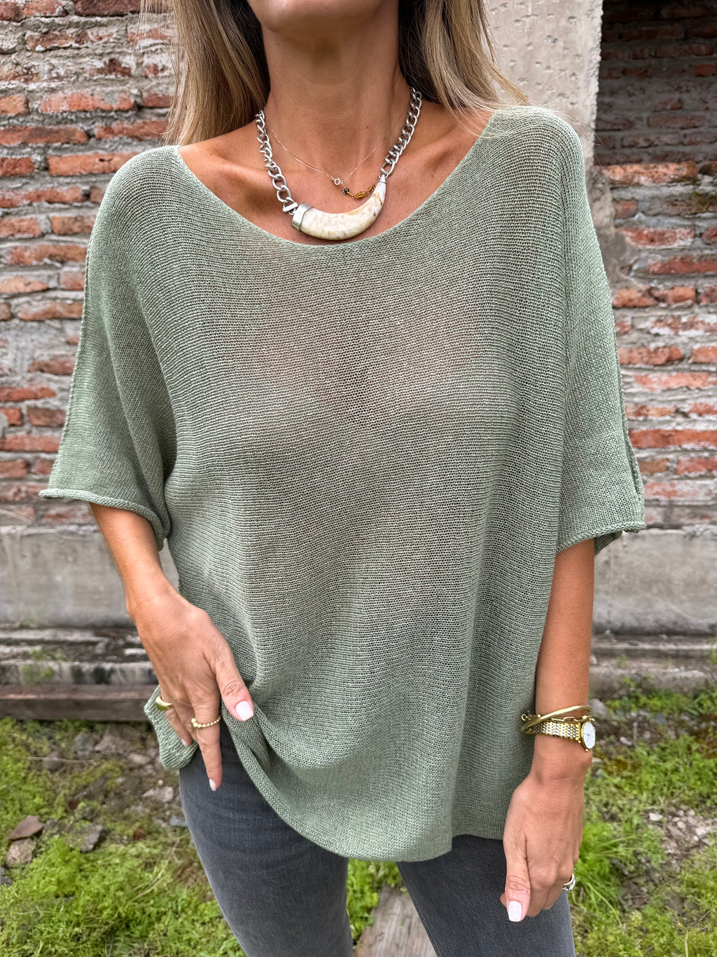Chaleco new hilado verde musgo