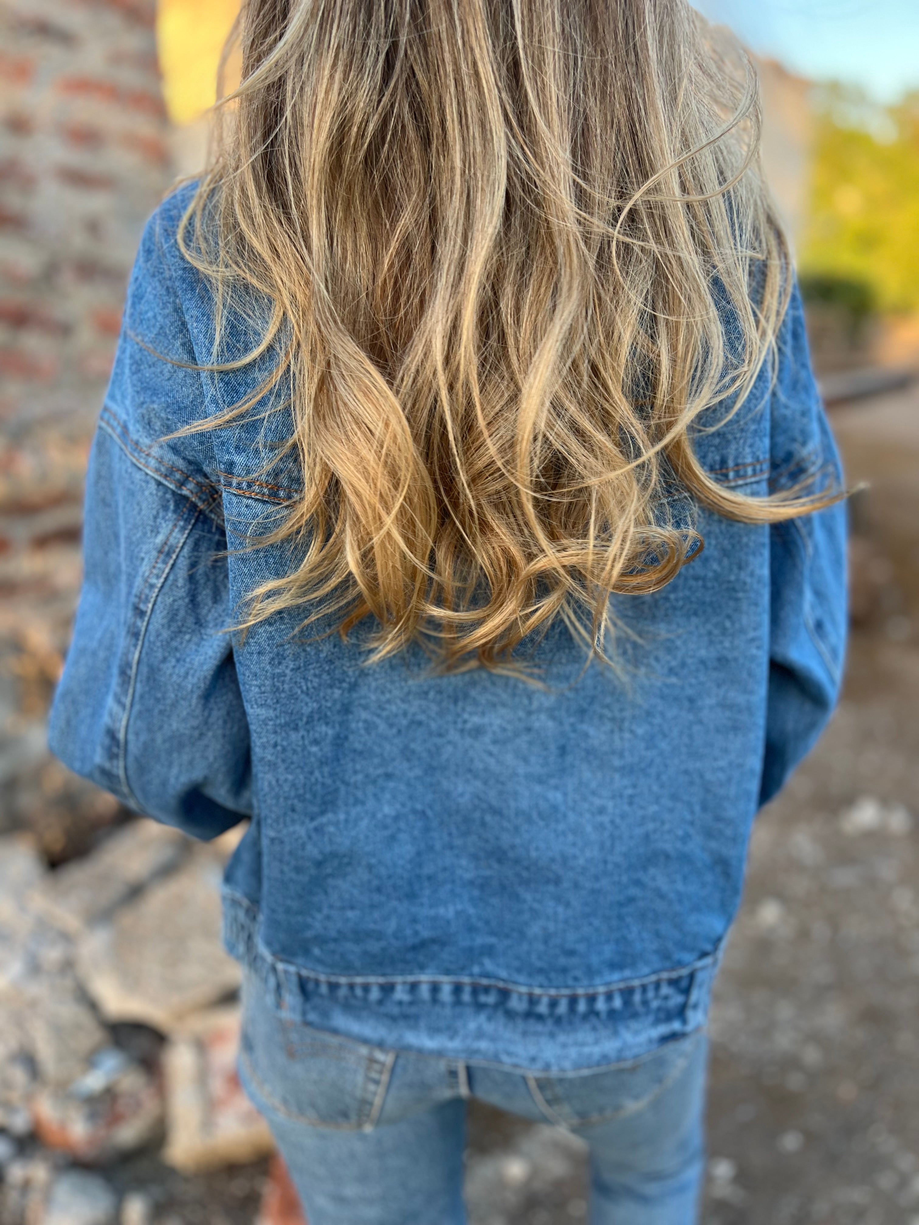 Chaqueta retro bluejean celeste oscura