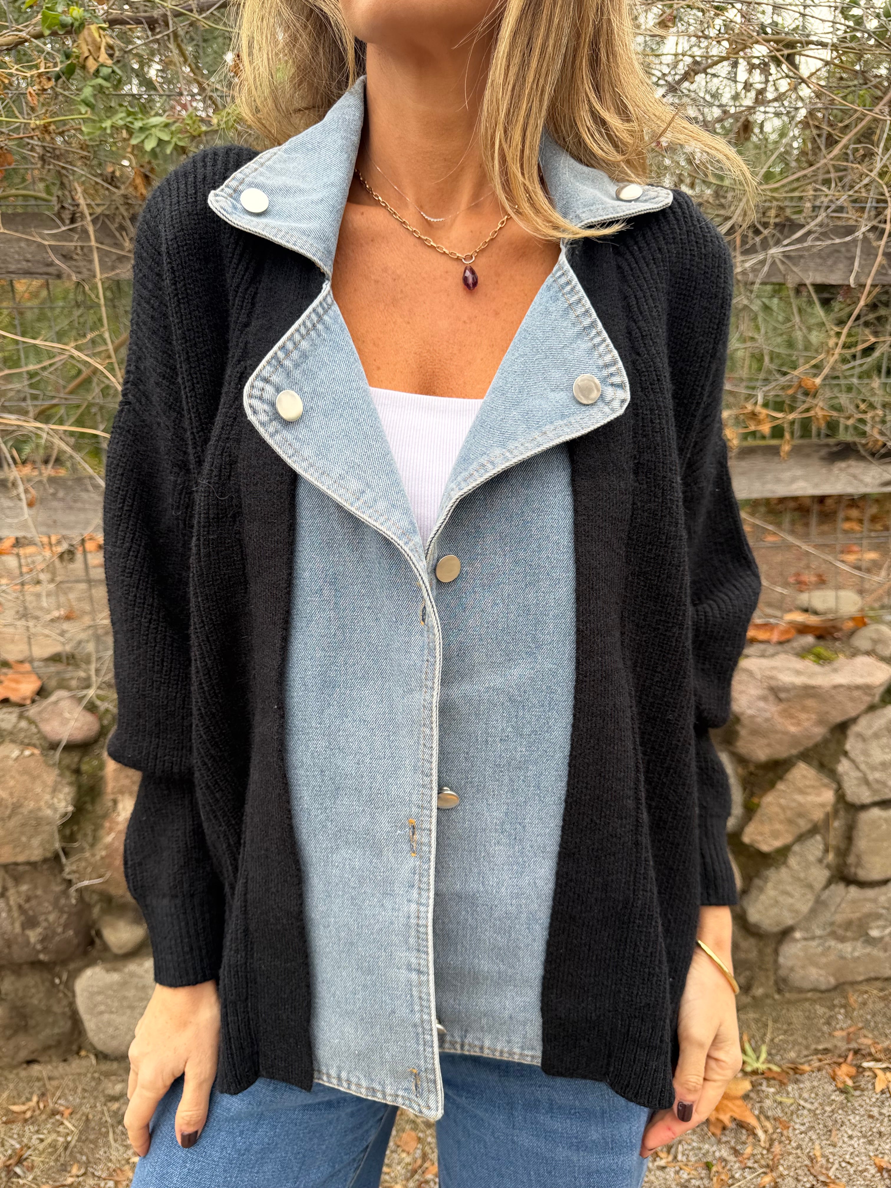 Chaleco tipo biker bluejean negro